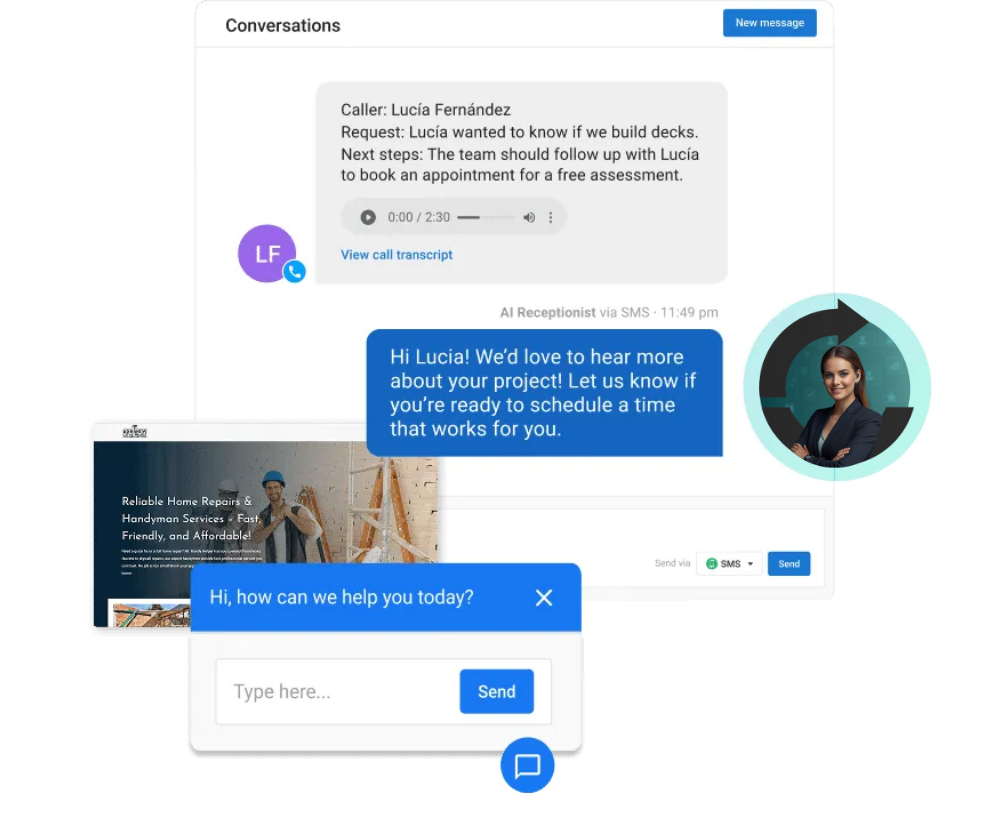 AI-powered chat and voice assistant helping business engage leads 24/7